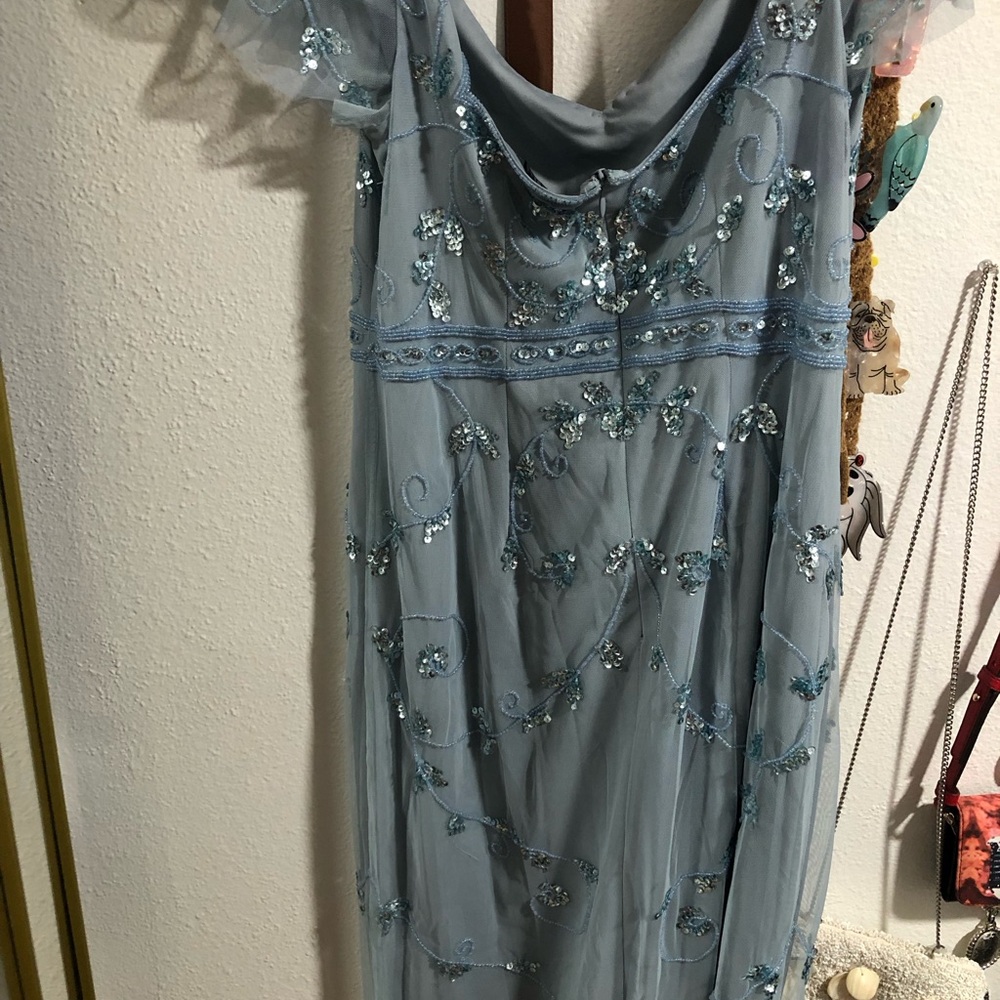 Papell Boutique Light Blue Embroidered Midi Dress - Picture 5 of 7